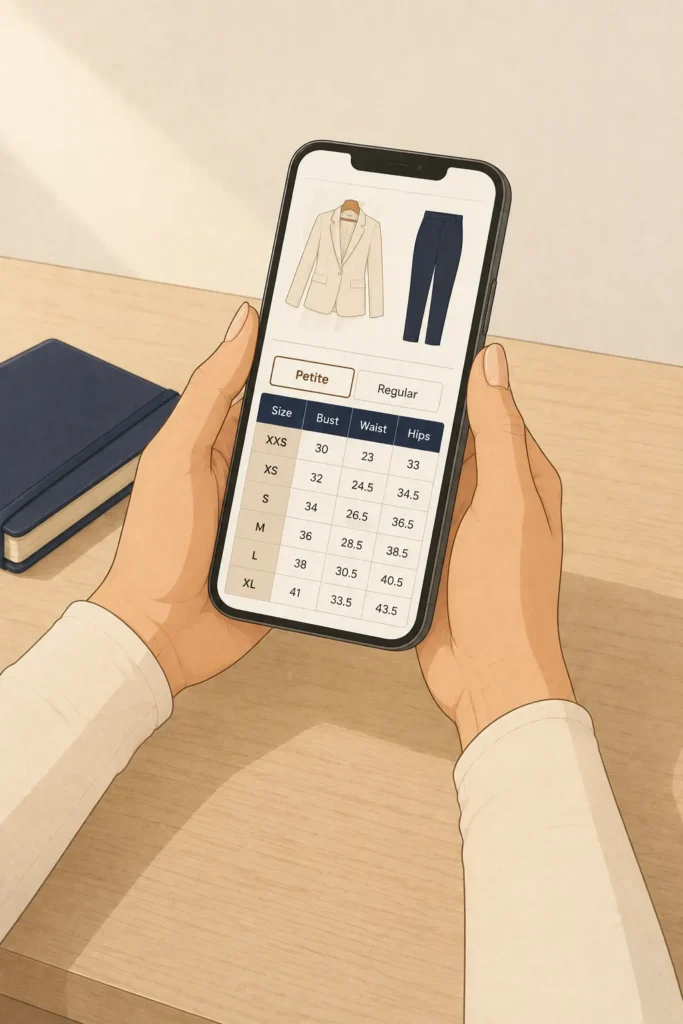 A cream blazer is laid flat and fully spread open while yellow measuring tapes show the shoulder width across the seams and the sleeve length from the shoulder to the cuff.